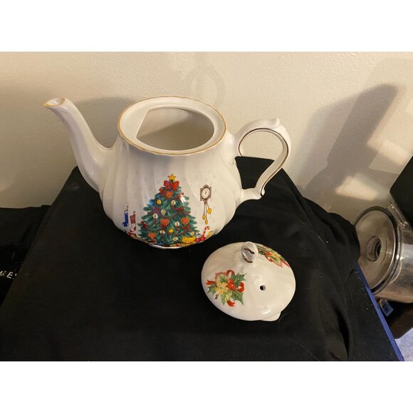 Vtg Sadler Windsor Teapot Christmas Tree Gold Trim Made In England | Collectible - Picture 3 of 6